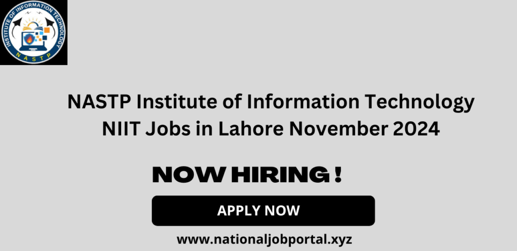 NASTP Institute of Information Technology NIIT Jobs in Lahore November 2024